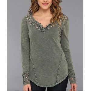 Free People Blue Luna Long Sleeve top in Olive - Size Small